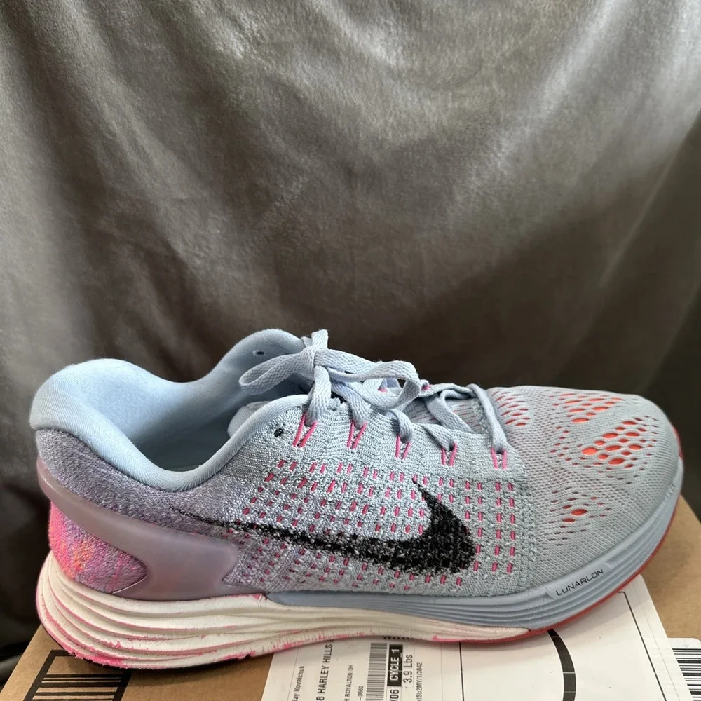 Nike LunarGlide 7 Running Shoes Women's Sz 9.5. Light Blue Pink Black Purple
